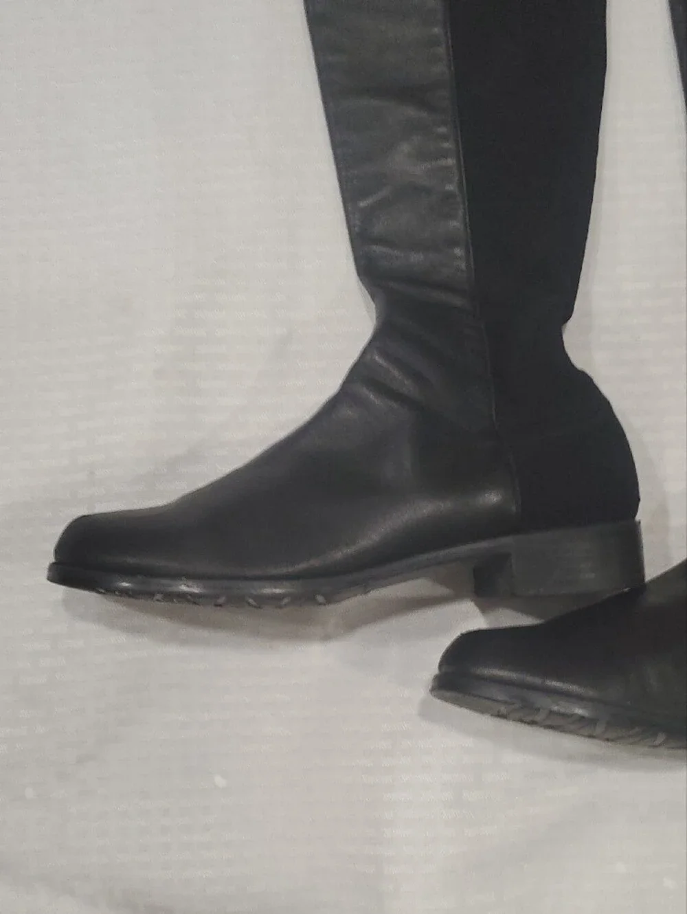 Stuart Weitzman Black Over-the-Knee Leather  Stretch Riding Boots Size 10